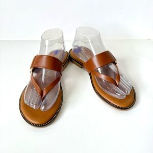 TOSCANELLA Italian Made Cognac Buckle Detail Thong Sandals—SZ. 8.5